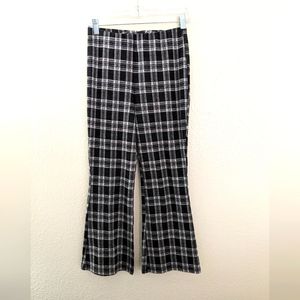 Black and Gray checkered bell bottom pants
